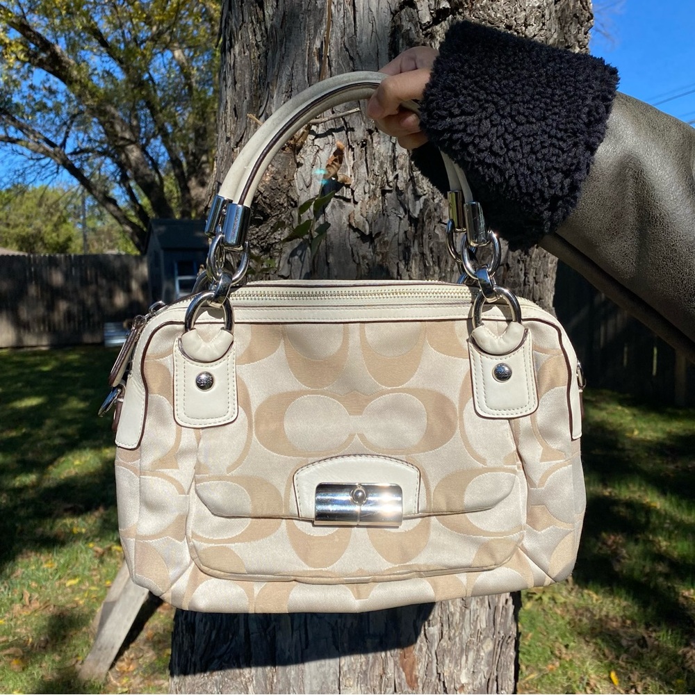 Cream Coach Shoulder Bag